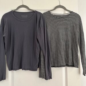 Everlane Longsleeve Two Pack - Blue (S) & Black and White (XS) Stripe